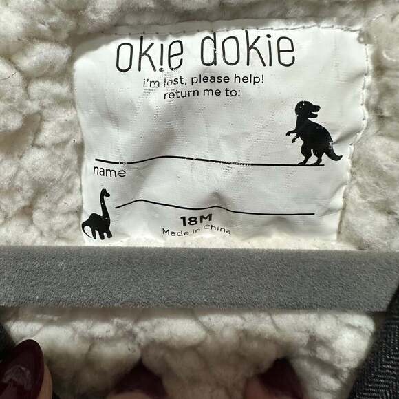 Okie Dokie Gray Winter Parka Coat Size 18mons, Removable Hood Shearling Lined - Picture 7 of 7